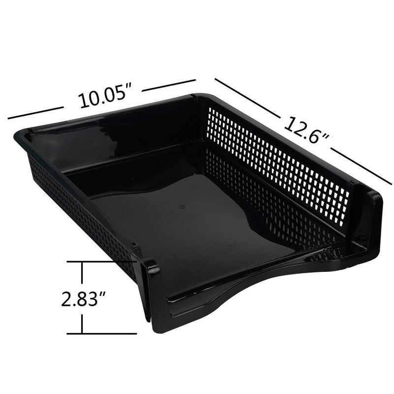 CadineUS Stackable Paper Tray Set of 6, Black Plastic Letter Tray Basket - Image 3